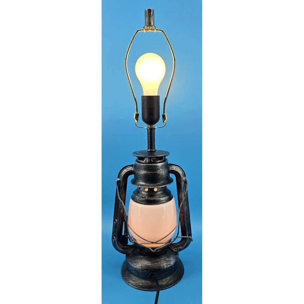 Lantern Table Lamp Living Room Metal & Plastic Touch Dimmable Farmhouse Rustic - Picture 2 of 8